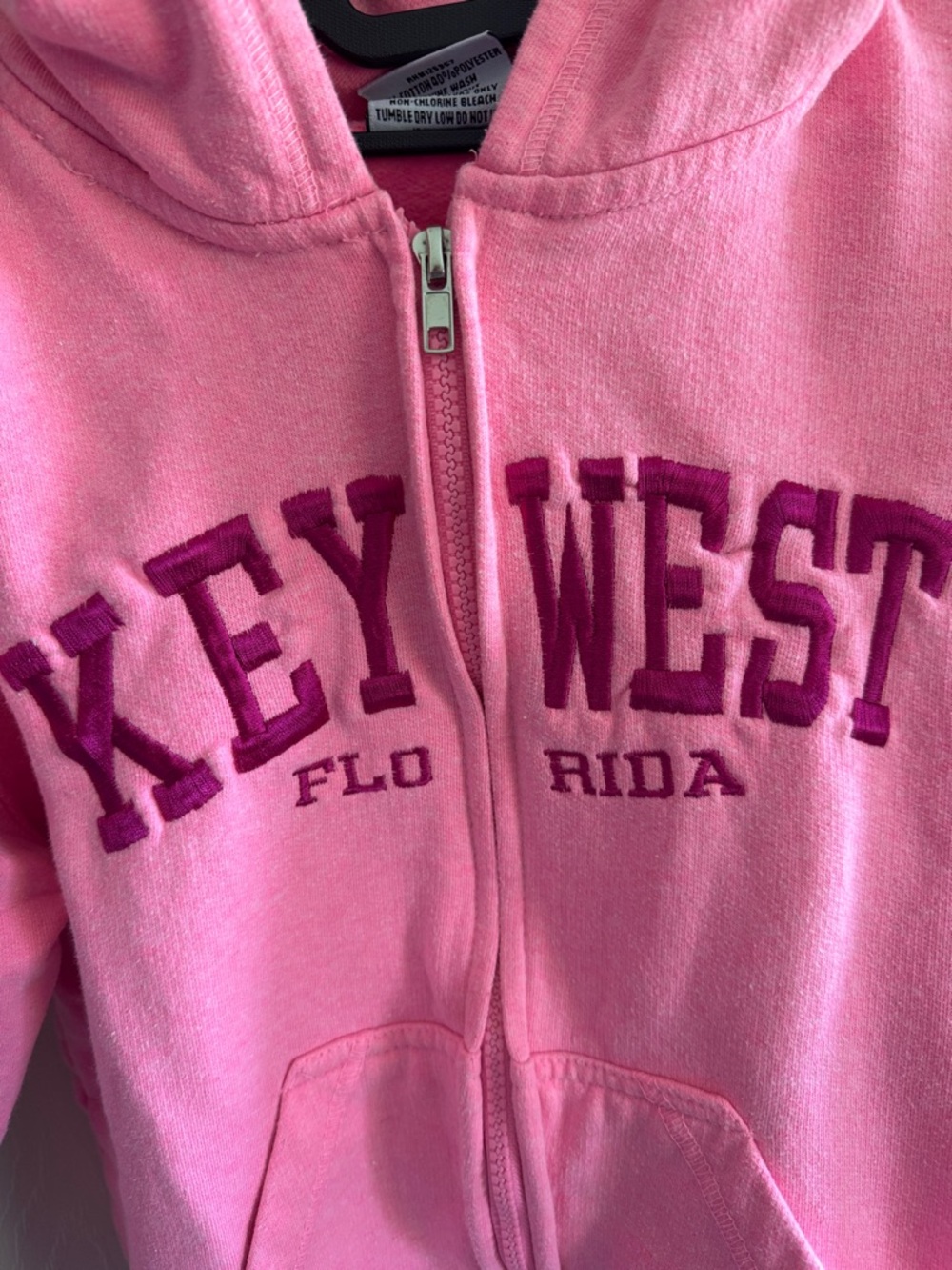 Key West Girls Pink Zip-Up Hoodie with Hood - Picture 2 of 3